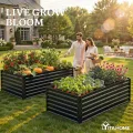 DWVO 2Set Hochbeet Metall, Hochbeete Kit Verdicktem Zink-Aluminium Magnesium Edelstahl Metall Hochbeete für Garten mit Stützstange&Handschuhe für Gemüse, Blumen (Schwarz 180x90x54cm) - Thumbnail 2