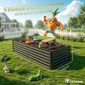 DWVO 2Set Hochbeet Metall, Hochbeete Kit Verdicktem Zink-Aluminium Magnesium Edelstahl Metall Hochbeete für Garten mit Stützstange&Handschuhe für Gemüse, Blumen (Schwarz 180x90x54cm) - Thumbnail 7