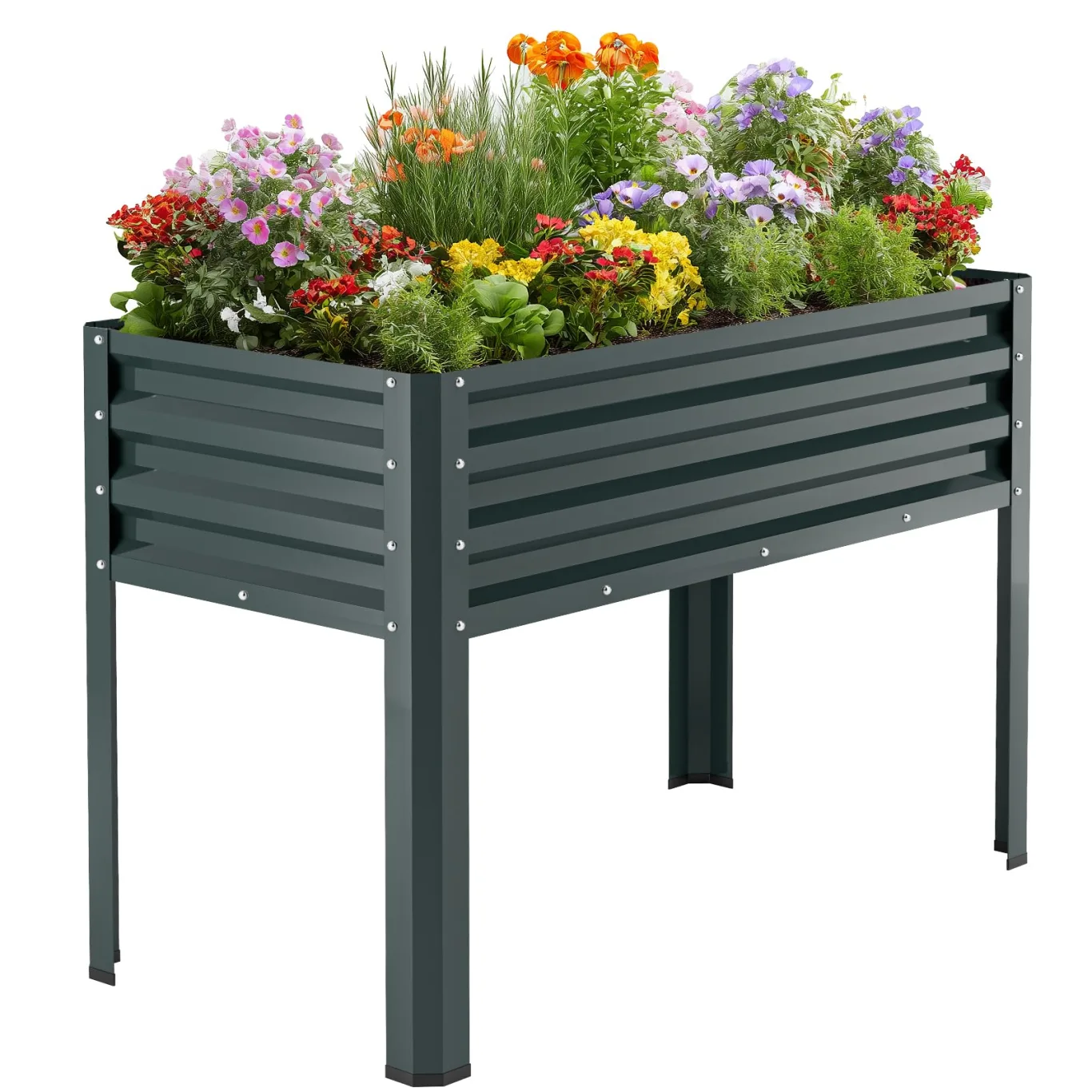 Hochbeet aus Metall, Verzinkter Stahl Rostfrei, 116x60x80 cm Hochbeet für Garten, Terrasse & Balkon, Pflanzkasten für Gemüse, Kräuter und Blumen, Langlebiges Pflanzbeet - Bild 1