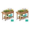 Hochbeet 120x44x70cm, Metall Hochbeet mit Rollen & Griff, 3 Haken & Vlieseinlage, Für Gemüse Blumen Kräuter, Garten Balkon Terrasse, Schwarz - Thumbnail 9
