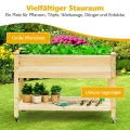 COSTWAY Hochbeet mit Rollen & Ablage, Erhöhtes Gartenbeet aus Holz, Pflanzkasten mit Abflusslöcher & Abdeckfolie, Tannenholz, Kräuterbeet für Balkon Garten Terrasse, 120 x 59 x 84 cm, Natur - Thumbnail 4
