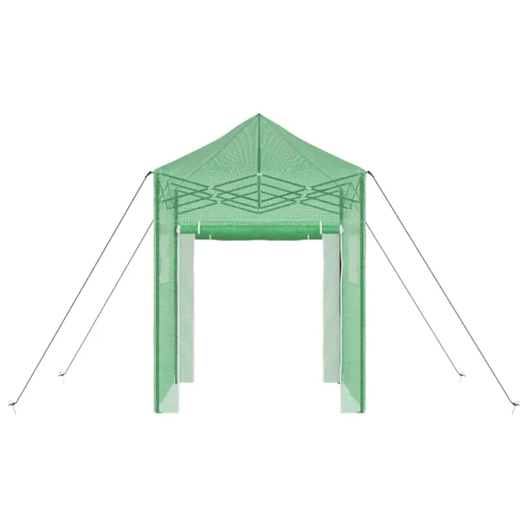 Gewächshaus mit Pop-up-Rahmen Grün Eisen 200 x 200 x 300 cm, faltbares Treibhaus für Garten Terrasse, Pflanzenhaus mit Polyethylen Folie, Anzucht, Überwinterung, Tomatenzelt, Frühbeet – Bild 5