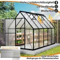 Gewächshaus Aluminium, 280 x 180 x 195 cm, Garten Gewächshaus mit 6 cm Fundament, winterfestes Treibhaus für Pflanzen, Tomatenhaus & Frühbeet - Thumbnail 4