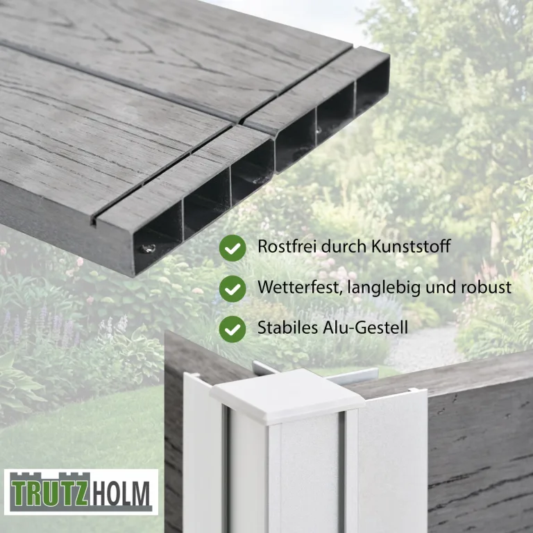 TRUTZHOLM Hochbeet mit Mährobotergarage 2in1 Holzoptik 73x79x56 cm Rasenroboter Garage Pflanzkasten anthrazit – Bild 5