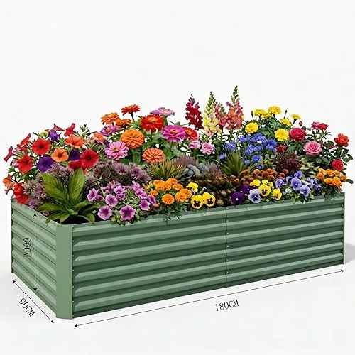 Acekool Hochbeet Metall 180x90x60CM—Quadratisch,Hochbeete Für Garten Und Gemüsegarten, Gemüse & Pflanzen, Ideal Für Gemüse, Kräuter & Blumen, Grün – Bild 10
