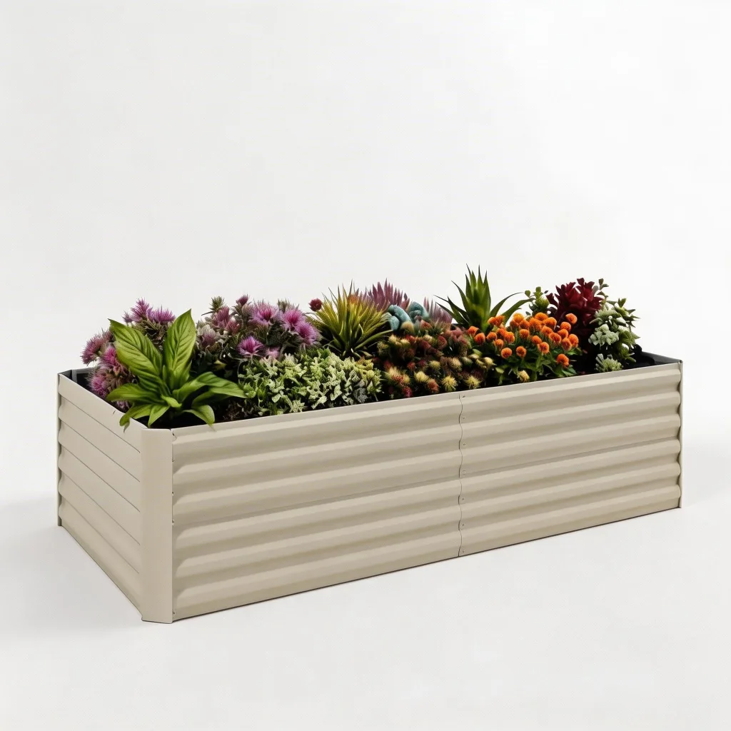 Acekool Hochbeet Metall 180x90x60CM—Quadratisch,Hochbeete Für Garten Und Gemüsegarten, Gemüse & Pflanzen, Ideal Für Gemüse, Kräuter & Blumen, Beige