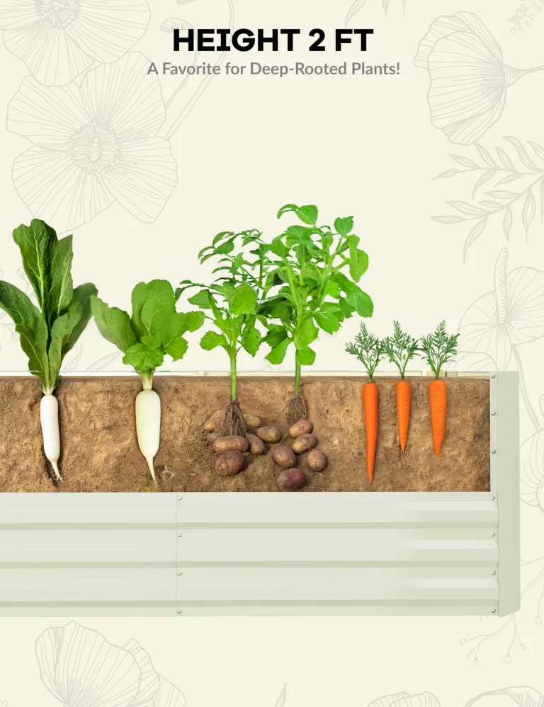 Acekool Hochbeet Metall 180x90x60CM—Quadratisch,Hochbeete Für Garten Und Gemüsegarten, Gemüse & Pflanzen, Ideal Für Gemüse, Kräuter & Blumen, Beige – Bild 5
