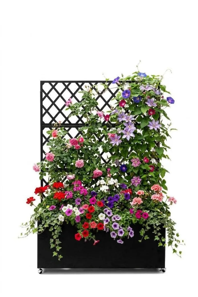 Acekool Pflanzkasten Metall Mit Rankgitter 133x70x180 cm—3-Teilig, Klappbarer, Als Rankhilfe Für Kletterpflanzen, Gemüse & Blumen, Wetterfest & Einfache Montage, Schwarz – Bild 7