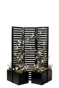 Acekool Pflanzkasten Metall Mit Rankgitter 133x70x180 cm—3-Teilig, Klappbarer, Als Rankhilfe Für Kletterpflanzen, Gemüse & Blumen, Wetterfest & Einfache Montage, Schwarz - Thumbnail 1