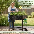 LZQ Hochbeet Metall mit Rädern & Griff, Pflanzkasten mit Ablage Gartenbeet Blumenkasten erhöht Kräuterbeet Gemüsebeet Pflanzbeet für Balkon Terrasse, verzinkt Hochbeet auf Beinen 80x35x80cm Schwarz - Thumbnail 8