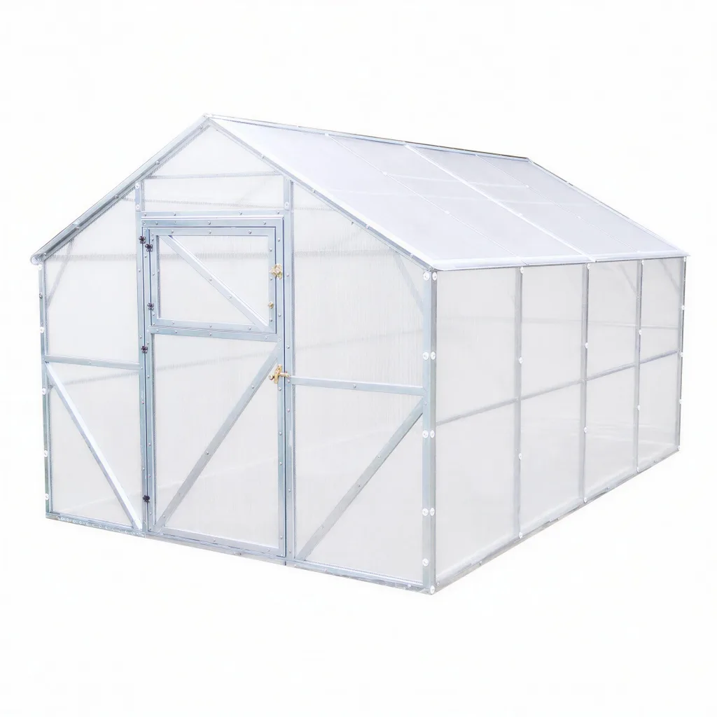Stahl Gewächshaus Classic 250x400x220cm mit Fundament | 4 mm Hohlkammerplatten, UV-beständig & Winterfest | Treibhaus, Pflanzenhaus, Tomatenhaus für Garten
