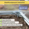 Stahl Gewächshaus Classic 250x400x220cm mit Fundament | 4 mm Hohlkammerplatten, UV-beständig & Winterfest | Treibhaus, Pflanzenhaus, Tomatenhaus für Garten - Thumbnail 5