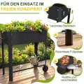 Hochbeet mit Rädern & Ablage, Metall Pflanzkasten Blumenbett, verzinkt Blumenkaste, mobiles Gartenbeet mit Griff, Frühbeet für Balkon Terrasse, ideal für Gemüse Kräuter Blumen, Schwarz - Thumbnail 4