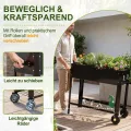 Hochbeet mit Rädern & Ablage, Metall Pflanzkasten Blumenbett, verzinkt Blumenkaste, mobiles Gartenbeet mit Griff, Frühbeet für Balkon Terrasse, ideal für Gemüse Kräuter Blumen, Schwarz - Thumbnail 7