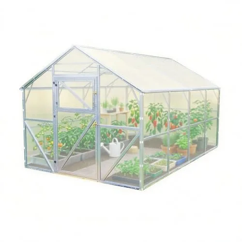Classic Gewächshaus aus Stahl 250x400x220cm mit Fundament | 6 mm Hohlkammerplatten UV-beständig | Winterfest Treibhaus, Pflanzenhaus, Tomatenhaus für Garten – Bild 10