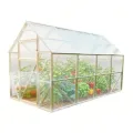 Stahl Gewächshaus Comfort 200x400x220cm mit Fundament | UV-beständige 4 mm Hohlkammerplatten | Automatischer Fensteröffner inkl. | Winterfestes Tomatenhaus & Treibhaus für Garten - Thumbnail 10