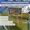 Stahl Gewächshaus Smart 200x300x220cm mit Holzfundament | UV-beständige 4 mm Hohlkammerplatten | Automatischer Fensteröffner inkl. | Winterfestes Tomatenhaus & Treibhaus für Garten - Thumbnail 5