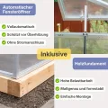 Stahl Gewächshaus Smart 200x300x220cm mit Holzfundament | UV-beständige 4 mm Hohlkammerplatten | Automatischer Fensteröffner inkl. | Winterfestes Tomatenhaus & Treibhaus für Garten - Thumbnail 6