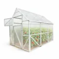 Stahl Gewächshaus Smart 200x300x220cm mit Holzfundament | UV-beständige 4 mm Hohlkammerplatten | Automatischer Fensteröffner inkl. | Winterfestes Tomatenhaus & Treibhaus für Garten - Thumbnail 1