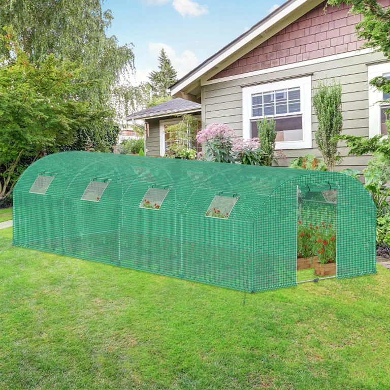 XMTECH Gewächshaus 3x4m 12m², Foliengewächshaus mit 4 Fenstern & Tür, Tomaten Gewächshaus, reißfeste UV-Folie, verzinkter Stahlrahmen, Insektenschutz, wetterfest & frostgeschützt für Gartenpflanzen – Bild 10