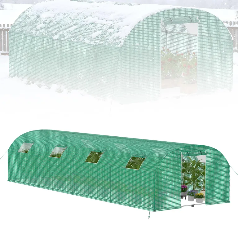 Gewächshaus für Garten 3x4m Tomatenhaus mit 4 Fenstern, UV-beständig, mit verzinktem Stahlrahmen & Moskitonetz, ideal für Gemüse, Obst & Blumen, 12m² Grün – Bild 10