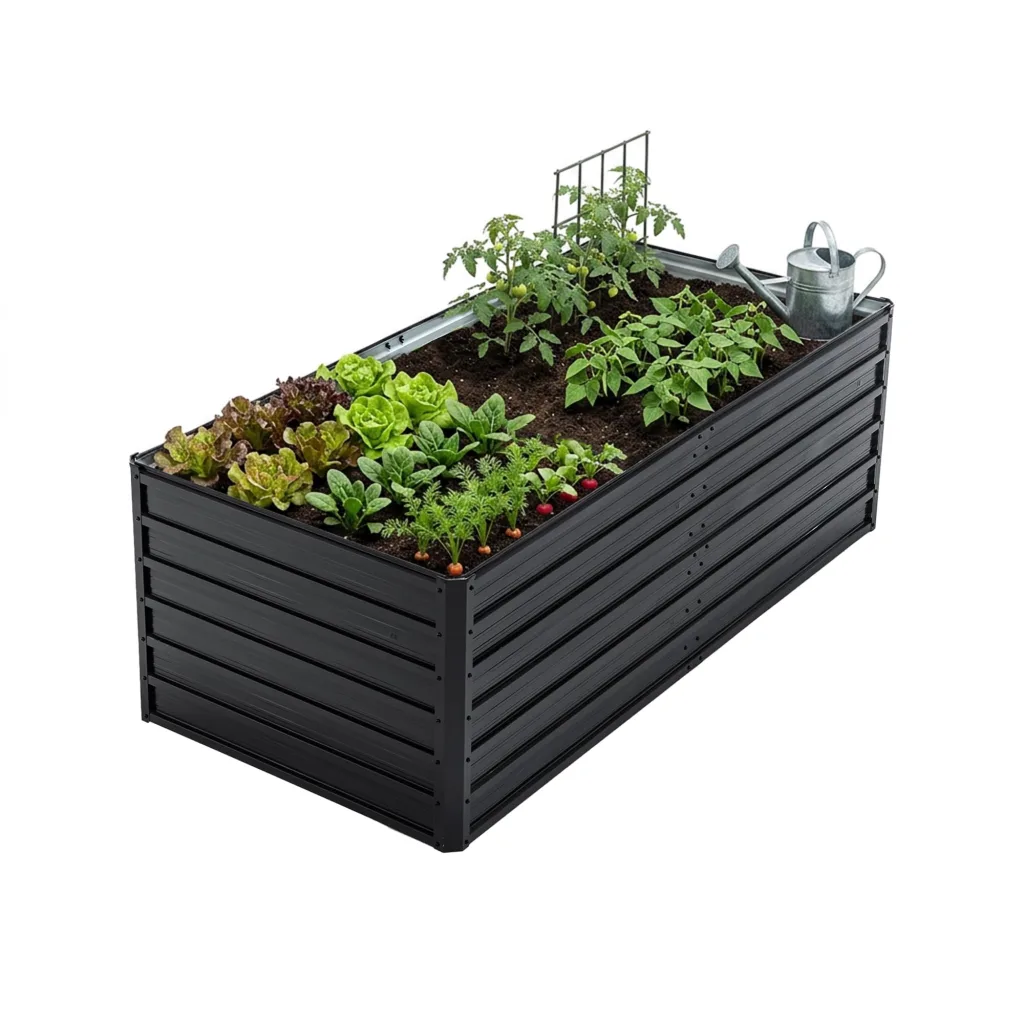 Hochbeet Metall 190x90x64 cm, Hochbeete aus Verzinktes Stahl, Wetterfest, Rostgeschützt, Sicherheitskante, Offener Boden, Pflanzkasten für Garten, Blumen, Gemüse & Kräuter, Anthrazit