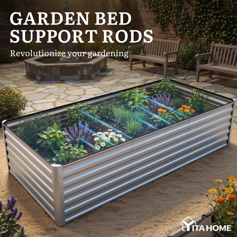 DWVO Hochbeete für den Garten,1550L Hochbeet aus Metall,Verzinkter Stahl 0.35 mm mit Sicherheitsrand und 4 Stützstangen für Gartenobst und gemüse(Silber,240 x 120 x 54 cm) – Bild 6