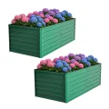 Hochbeet Metall 2er-Set 190x90x64 cm, Hochbeete aus Verzinktes Stahl, Wetterfest, Rostgeschützt, Sicherheitskante, Offener Boden, Pflanzkasten für Garten, Blumen, Gemüse & Kräuter, Grün - Thumbnail 1