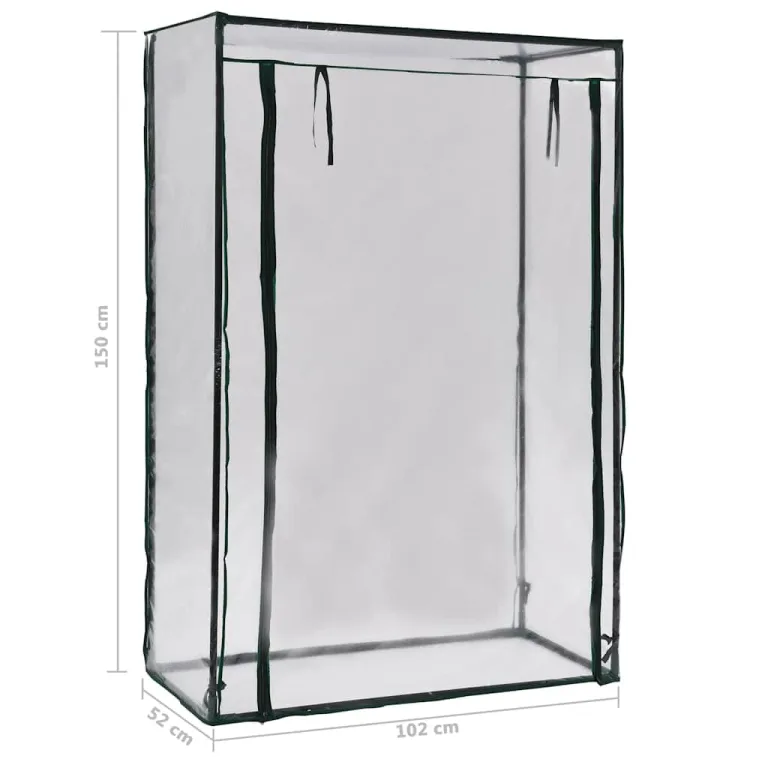 Tomaten-Gewächshaus mit Stahlrohrrahmen und PVC-Folie 102 x 52 x 150 cm für Balkon Terrasse Garten mit Rolltür und Belüftung ideal für Gemüseanbau, Pflanzenschutz und Kräuterüberwinterung – Bild 5