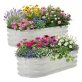 Hochbeet Metall 2er Set 120x60x30 cm – Pflanzkasten aus verzinktem Stahl für Garten & Balkon – Wetterfestes Beet für Gemüse, Kräuter & Blumen, Rostfrei & Stabil, Weiß - Thumbnail 1