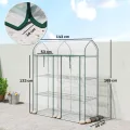 Outsunny Garten-Gewächshaus mit Regalen, 3 Ebenen, Spitzdach, kleines Balkongewächshaus aus PVC-Plane und Stahlrahmen, 2 Rolltüren, für Gemüse, Pflanzen, Blumen, 143 x 46 x 165 cm, transparent - Thumbnail 7