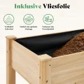 LUXOAK 122x61x77 cm Hochbeet aus Tannenholz mit Beinen, erhöhter Pflanzkasten mit Pflanzvlies, Trennwand und Drainagelöchern, 110 l Fassungsvermögen, für Garten und Terrasse, helles Holz - Thumbnail 7