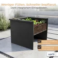 Hochbeet-Set|90x90x80cm|Metall-Hochbeet mit Einlegeboden|Pulverbeschichteter, verzinkter Stahl|Mit Schneckenbarriere und Wühlmausgitter|Inkl. 10 Pflanzsticks - Thumbnail 4