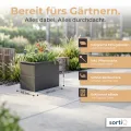 Hochbeet-Set|90x45x80cm|Metall-Hochbeet mit Einlegeboden|Pulverbeschichteter, verzinkter Stahl|Mit Schneckenbarriere und Wühlmausgitter|Inkl. 10 Pflanzsticks - Thumbnail 2