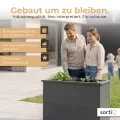 Hochbeet-Set|90x45x80cm|Metall-Hochbeet mit Einlegeboden|Pulverbeschichteter, verzinkter Stahl|Mit Schneckenbarriere und Wühlmausgitter|Inkl. 10 Pflanzsticks - Thumbnail 8