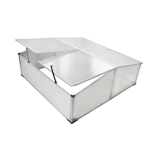 Frühbeet mit 4 Deckeln aus Polycarbonat und Aluminiumrahmen, 108 x 41 x 110 cm, UV-beständig und wetterfest, ideal für Gemüse, Blumen, Setzlinge, Balkon, Garten und Frostschutz – Bild 6