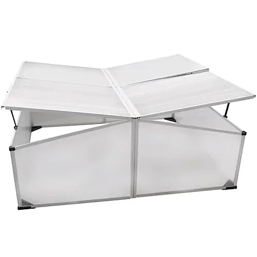 Frühbeet mit 4 Deckeln aus Polycarbonat und Aluminiumrahmen, 108 x 41 x 110 cm, UV-beständig und wetterfest, ideal für Gemüse, Blumen, Setzlinge, Balkon, Garten und Frostschutz – Bild 9