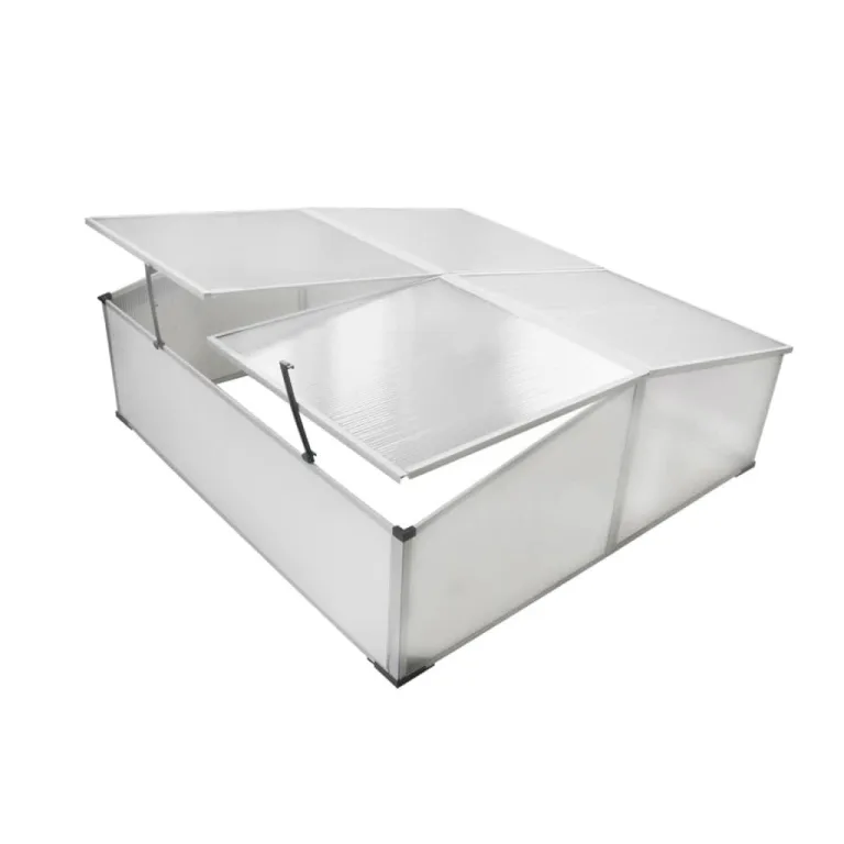 Frühbeet mit 4 Deckeln aus Polycarbonat und Aluminiumrahmen, 108 x 41 x 110 cm, UV-beständig und wetterfest, ideal für Gemüse, Blumen, Setzlinge, Balkon, Garten und Frostschutz – Bild 1