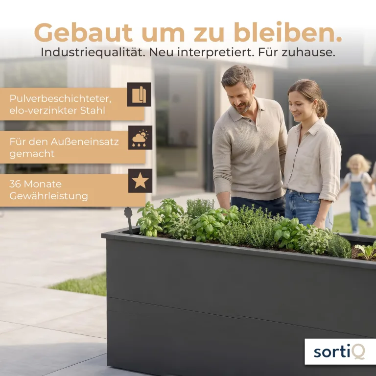 Hochbeet-Set|170x90x80cm|Metall-Hochbeet mit Einlegeboden|Pulverbeschichteter, verzinkter Stahl|Mit Schneckenbarriere und Wühlmausgitter|Inkl. 10 Pflanzsticks – Bild 8
