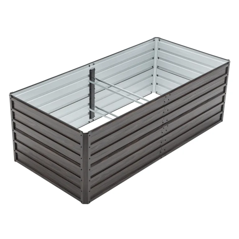 Thanaddo Hochbeet Metall Pflanzbeet, 190x90x64cm rechteckig Gemüsebeet aus verzinktem Stahl in Holzoptik, Gartenbeet Pflanzkasten Pflanzkasten Blumenkasten für Garten & Terrasse – Bild 9