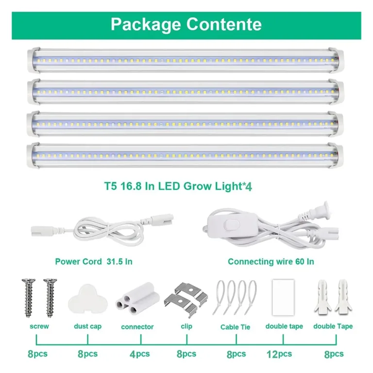 Pflanzenlicht, 51 LED T5 Wachstumslichter, rot, weiß, Voll, hohe PPFD-Pflanzen-Lichtleisten, erweiterbare Gewächshaus-Aussaat, Phyto-Lampe, Netzstecker(1 to 4) – Bild 3