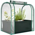 Outsunny Mini-Gewächshaus mit Pflanztasche, aufrollbare Tür, tragbares Mini-Gewächshaus für Balkon, Terrasse, Patio, Garten, 68 x 50 x 70 cm, Dunkelgrün - Thumbnail 1