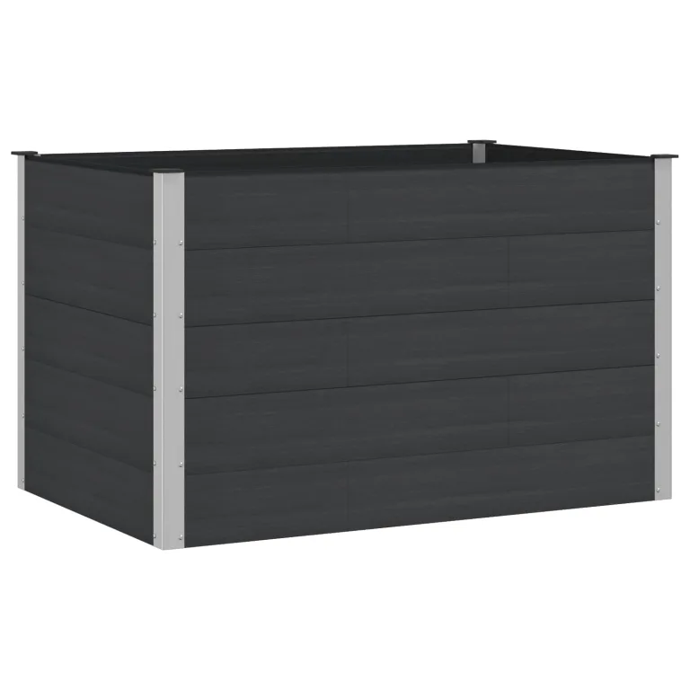 vidaXL Hochbeet Schwarz 150 x 100 x 91 cm, Gartenpflanzkasten, rostbeständig, wetterfestes Behälter, modern für Kräuter und Blumen – Bild 1