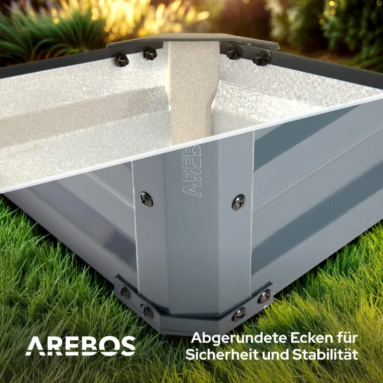 Arebos Hochbeet Metall 180x90x59 cm Anthrazit | Gartenbeet & Gemüsebeet aus verzinktem Stahl | Wetterfest & Rostfrei | Pflanzbeet für Garten, Terrasse & Balkon | Bausatz ohne Boden – Bild 4