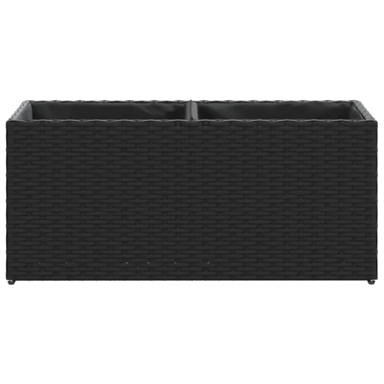 Pflanzkübel Pflanzgefäß Blumenkasten Gartenpflanzen Gartenbeet Hochbeet Gartenpflanzen Frühbeet Pflanzkasten mit 2 Töpfen 2 STK. Schwarz 72x30x32 cm Poly Rattan – Bild 6