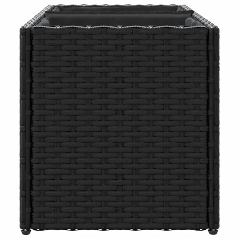 Pflanzkübel Pflanzgefäß Blumenkasten Gartenpflanzen Gartenbeet Hochbeet Gartenpflanzen Frühbeet Pflanzkasten mit 2 Töpfen 2 STK. Schwarz 72x30x32 cm Poly Rattan – Bild 7