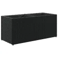 Pflanzkübel Pflanzgefäß Blumenkasten Gartenpflanzen Gartenbeet Hochbeet Gartenpflanzen Frühbeet Pflanzkasten mit 2 Töpfen 2 STK. Schwarz 72x30x32 cm Poly Rattan - Thumbnail 5