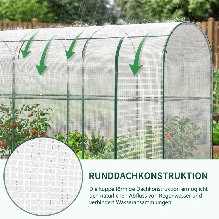 Gewächshaus - 300x100x170 cm - Begehbarer Tomatengewächshaus Foliengewächshaus für Pflanzen - Stabil, UV-Beständig, Optimales Pflanzenwachstum - Frühbeet, Gemüse, Blumen, Obst – Bild 7