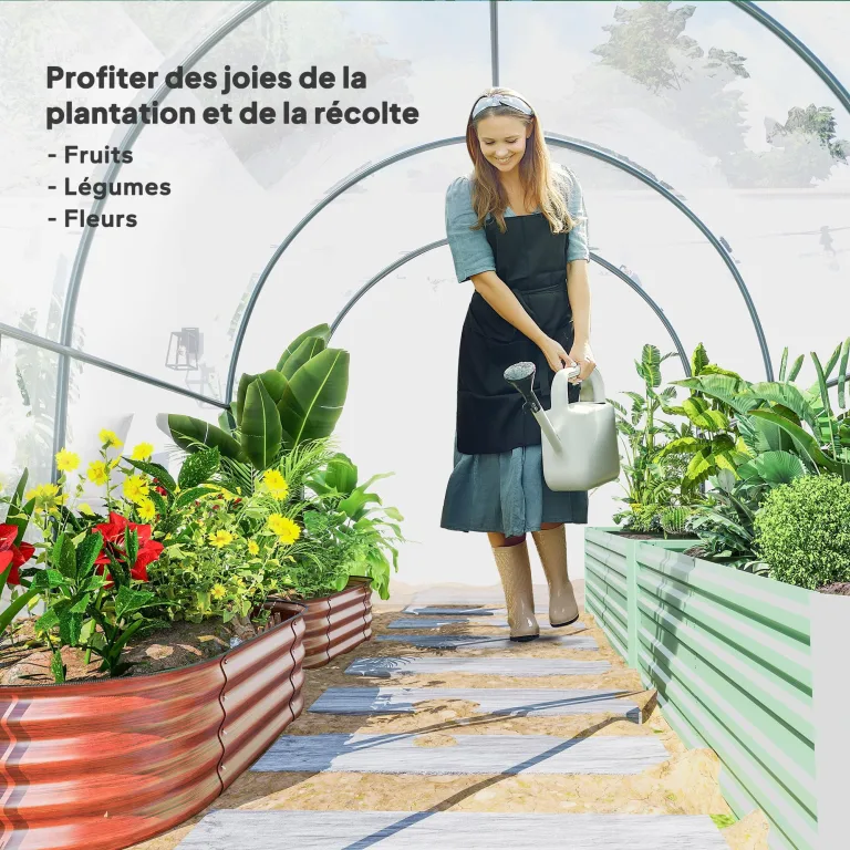 Outsunny Garten-Gewächshaus, Tunnel, verstärktes Rohrgestell, Bodenfläche 6 m², Tür mit Reißverschluss, 2 aufrollbare Fenster, Tomatengewächshaus, 3 x 2 x 2 m, transparent – Bild 8