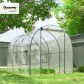 Outsunny Garten-Gewächshaus, Tunnel, verstärktes Rohrgestell, Bodenfläche 6 m², Tür mit Reißverschluss, 2 aufrollbare Fenster, Tomatengewächshaus, 3 x 2 x 2 m, transparent - Thumbnail 2